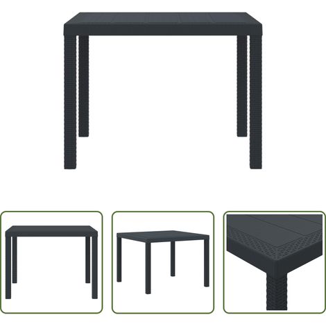 vidaXL Gartentisch mit Stahlrahmen - Gartentisch Anthrazit 100 x 100 x 73 cm Poly-Rattan (1/5)