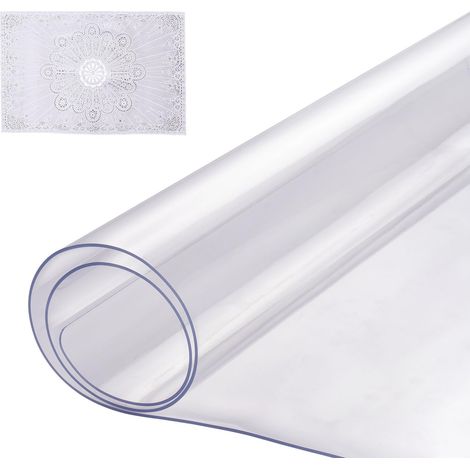Nappe Rectangle Transparente 35,6x61 cm Épaisseur 1,5 mm, Film de Table Transparent en PVC, Imperméable et Facile à Nettoyer, Protection de Table pour Bureau, Cuisine Restaurant Salle à Manger (1/5)