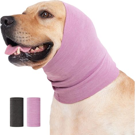 Couvre-Oreilles Chien - Bandeau Calmant pour Chiens et Chats - Protection Anti-Bruiit pour Toilettage Bain Séchage Soins Postopératoires - Taille S M L (1/5)
