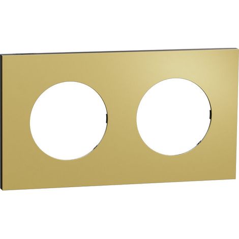 Plaque Odace Métal Schneider 2 postes - support noir Finition: Laiton