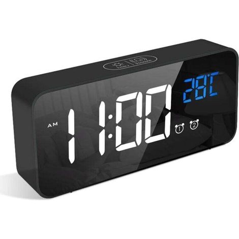 Réveil Numérique, Alarm Réveil LED avec Fonction Snooze, Charge des Ports USB (Noir) (1/4)