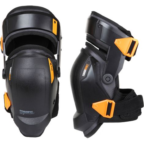 Toughbuilt – Genouillères de protection noires confort – Plastique durable et tissu 1680D – Réduit la pression sur les chevilles – Pour chantiers humides