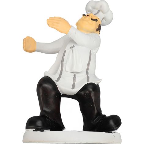 Resin Chef Statue Restaurant Dining Table Decor Holding Red Wine 3D Figurine Ornament Kitchen Decoration (1/4)