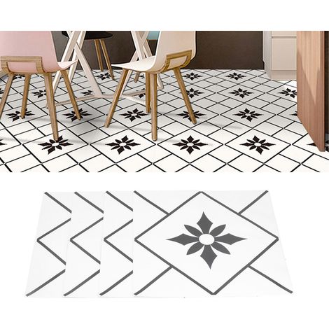 Lot de 4 stickers adhésifs créatifs sans colle pour la rénovation de sols, mosaïque, salle de bain, chambre, salon, etc. (1/5)