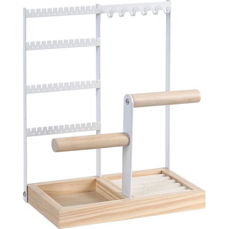 Présentoir à bijoux,support à chaîne avec rangement, étagère avec plusieurs options de rangement pour accessoires (blanc) (1/5)