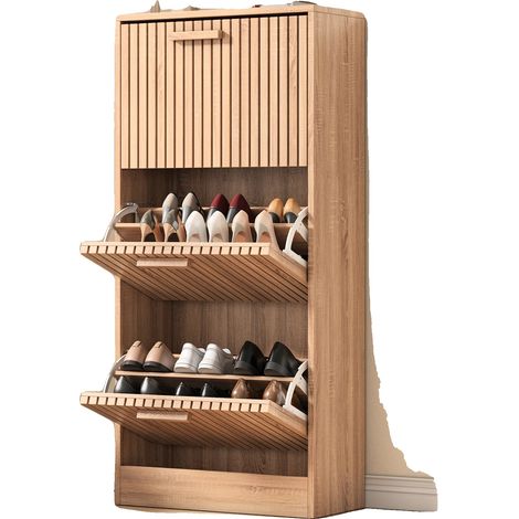 Rangement à chaussures, en bois, 60 x 24 x 113 cm, 3 tiroirs, à assembler, mobilier de salon (1/5)