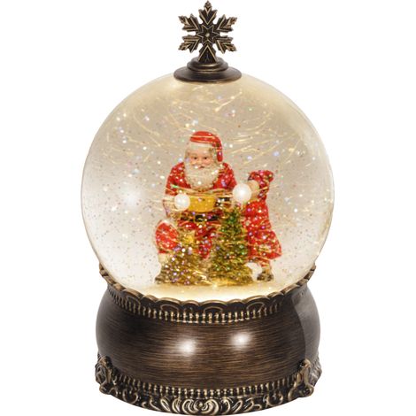 Boule neige Noël musique lumières scène Père Noël enfant décoration fête bronze (1/5)