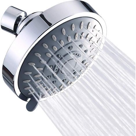 Pommeau de douche haute pression, pomme de douche fixe à 5 réglages avec rotule pivotante en métal réglable (1/5)