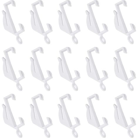100 weiße Gardinenstangenhaken, Kunststoffgleiter für Gardinenstangen, Fensterschienen und Duschvorhänge. (1/4)