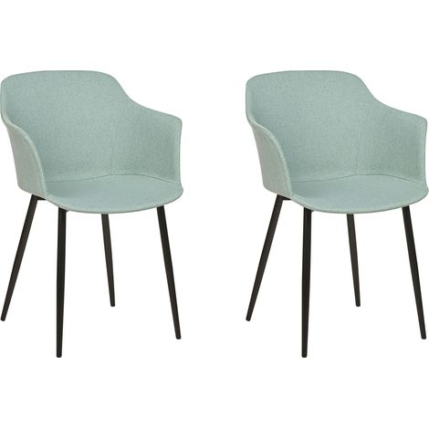 Ensemble de 2 Chaises de Repas Rembourrées en Tissu Polyester Vert Menthe Elim (1/5)