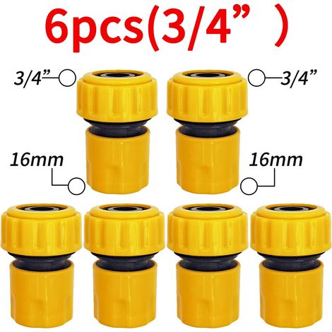 (6 pièces - 3/4 pouces) 6 raccords de réparation pour tuyau d'arrosage 3/4 et 1/2 pouce, connexion rapide pour irrigation goutte à goutte et arrosage de serres (1/5)