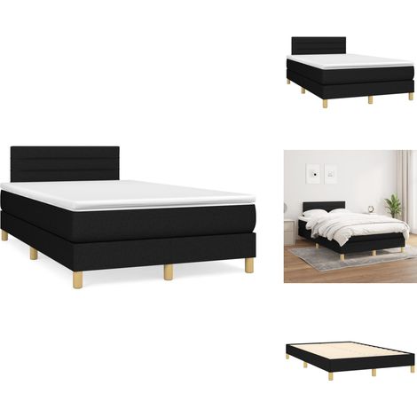 Sommier à lattes de lit avec matelas noir 120x190 cm tissu - Lit Double - Lit Tapissier - Literie - Chambre À Coucher - Matelas (1/5)