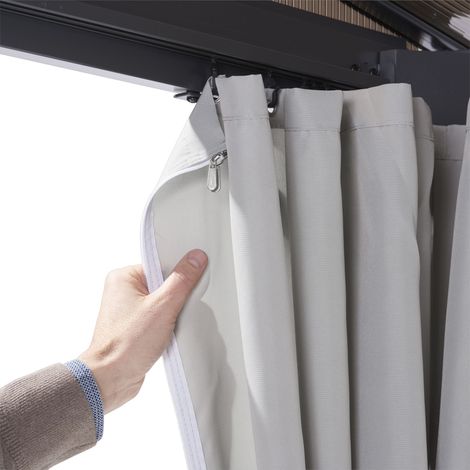 Leco 4er-Set Ersatz-Seitenvorhänge für "Terrassenüberdachung Melanie (13670114)" lichtgrau