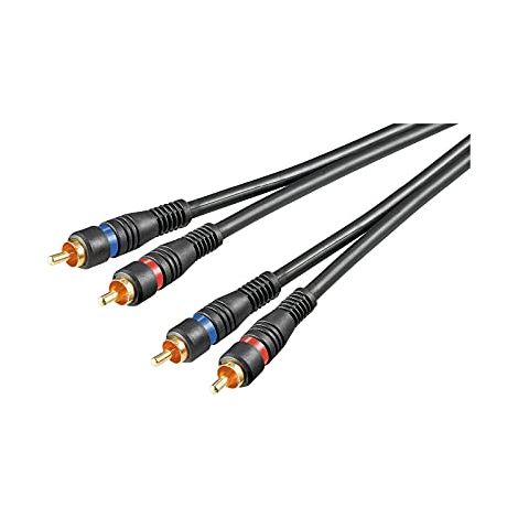 Cavo di collegamento stereo 2x RCA, doppia schermatura, 2 spina RCA   2 spina RCA. Lunghezza del Cavo 0.2 m (1/4)