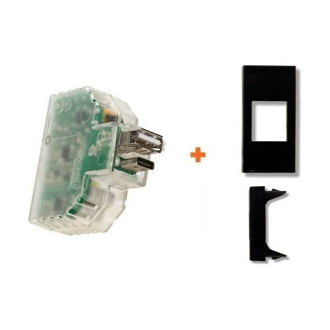 Fanton caricatore USB A+C incasso compatibile Legrand Vela nera - 82893-VN
