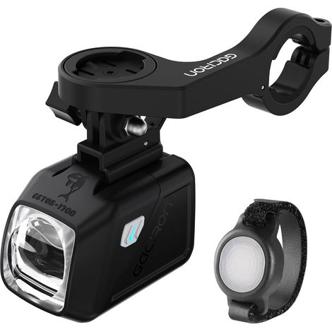 Lumière de vélo avant design optique avec faisceau haut et faisceau bas, lumière vélo en aluminium aérodynamique et télécommande sans fil, phare de vélo de 4 200 mAh avec 6 modes de (1/5)