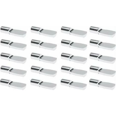 – Lot de 20 taquets de rayon 4mm en acier nickelé – Capacité de charge 60kg – Pour encastrement dans bois – Fixation universelle (1/2)