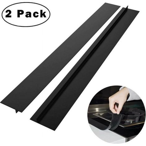 Couvre-Fente Pour Plaque De Cuisinière - En Silicone Résistant À La Chaleur - Pour Comblement Du Joint Entre Plaque Et Plan De Travail - 2 Pièces - 53 cm - Noir (1/5)