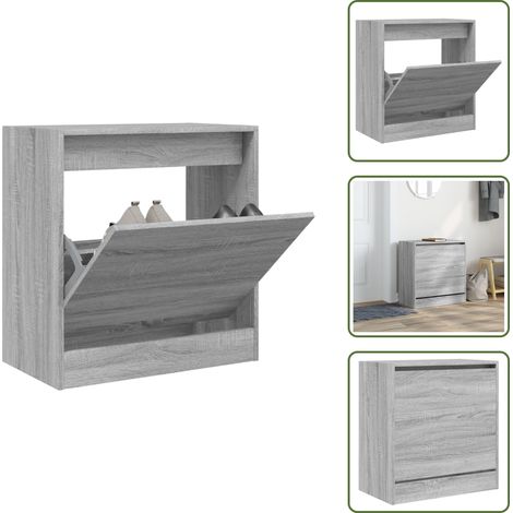 Schuhschrank Grau Sonoma 60x34x63,5 cm Holzwerkstoff - Schuhschrank - Schrank Für Schuhe - Schuhregal - Garderobe - Einbauschrank (1/5)