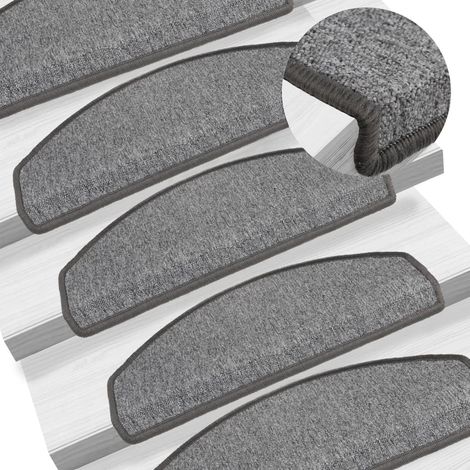 Marches d'escalier, lot de 15, 65 x 24 x 4 cm, gris foncé, semi-circulaires, grandes (1/5)
