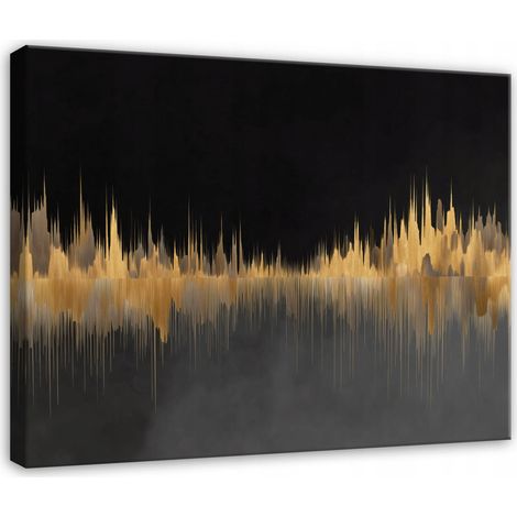 Leinwandbild Abstrakt Gold Glamour, elegante Wanddeko für Schlafzimmer, Wohnzimmer und Küche, hochauflösender Druck, 40 x 30 cm