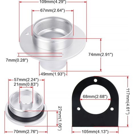 17-2530 Aluminum alloy fuel tank cap with 5 cm (2 inch) bracket, automotive export spare part (one pack). (1/4)