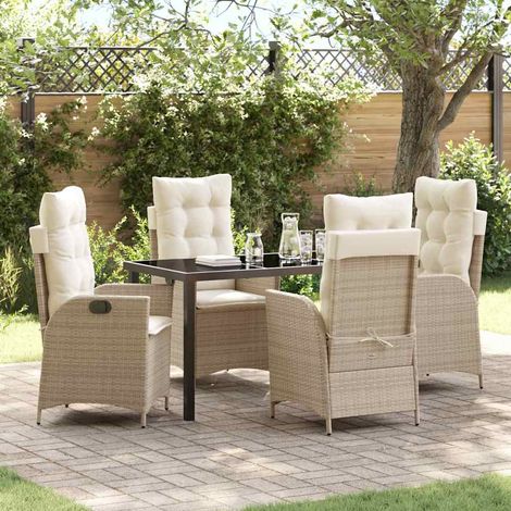 Garten Essgruppe 5 Stk. Beige Poly-Rattan vidaXL (1/5)