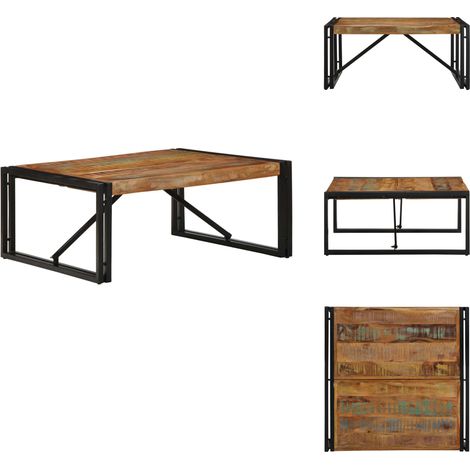 Table basse multicolore 80x80x35 cm bois de récupération massif - Table Basse - Tables Basses - Table Latérale - Bout De Canapé (1/5)