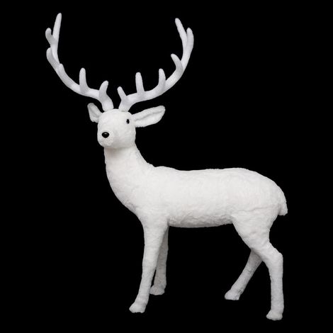 Fééric Lights And Christmas – Déco Noël renne blanc L 73 x P 22 x H 108 cm – Matière polystyrène – Décoration intérieure et extérieure festive