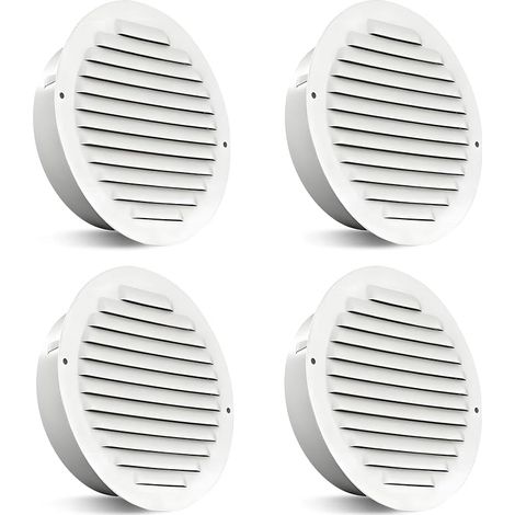Juego de 4 rejillas de ventilación redondas de acero inoxidable con mosquitera y cierre, para cocina, baño y garaje - 100 mm (1/5)