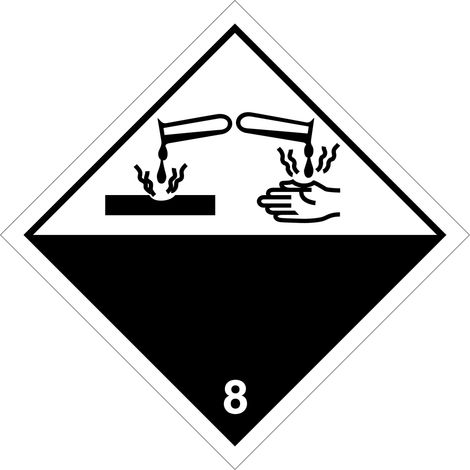 Étiquette ADR matières corrosives - Materiel: PVC - Taille: 100x100 mm