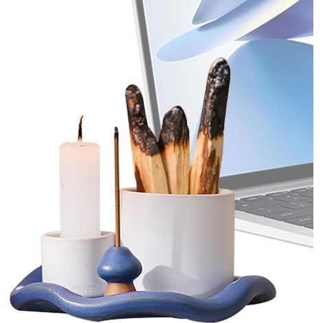 Porte-Sauge Plateau Cendrier en Céramique, Bol À Sauge Support Pour Encens Et Bougie En Céramique Pour Salon Chambre Bureau Yoga Méditation Rituels de Purification (1/5)