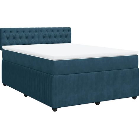 Maison Exclusive - Giroletto a Molle con Materasso Blu 160x200 cm in Velluto