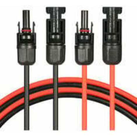 Cable de extensión de panel solar con conector MC4, par rojo + negro, 14AWG 3 metros / 10 pies (1/4)