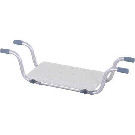 HOMCOM Verstellbarer Hänge-Badesitz – Weißer Badezimmerhocker – 73–83 x 22 x 18 cm – Aluminium HDPE