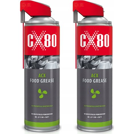 Grasa CX80 EP 2 NSF H1 de grado alimenticio para maquinaria - aerosol de calcio 500 ml x 2 unidades.