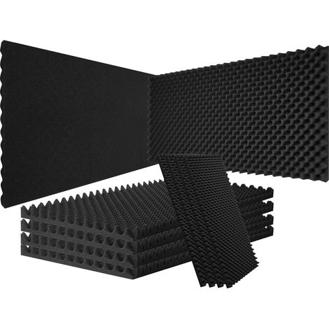VEVOR Pannelli Acustici in Schiuma, Pannelli Fonoassorbenti da Parete a Forma Uovo, Pannelli Acustici Resistenti Fuoco, Pannelli Fonoassorbenti per Pareti e Soffitti, 4 Pezzi 1200 x 600 x 50 mm, Nero