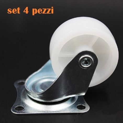 TRADE SHOP - Set 4 Ruota Ricambio Rotella Carrello Mobili Staffa Girevole Nylon 30 Mm -
