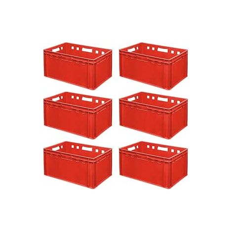 BRB 6x Fleischkasten E3, LxBxH 600x400x300 mm, lebensmittelecht, rot