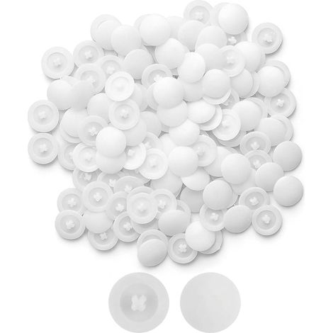 Cache Vis Blanc,Capuchon à Vis Rond en Plastique Cruciforme,Capuchons à Encliquetage pour Vis Autotaraudeurs,Idéaux pour Montage Mural et Décoration Meuble (1/5)