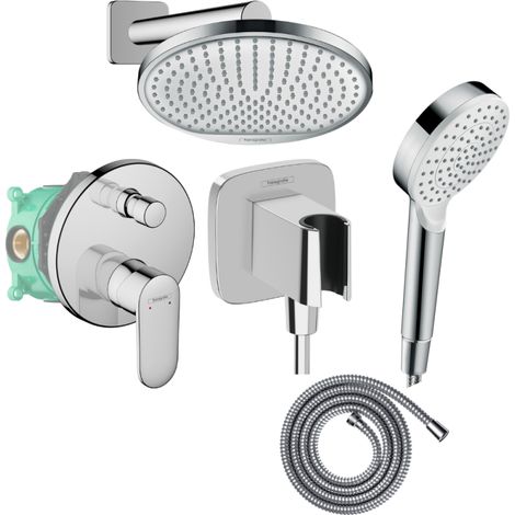 Columna de ducha empotrable mecánica HANSGROHE Vernis Blend Crometta ducha fija Métaflex flexible Crometta teleducha cromo