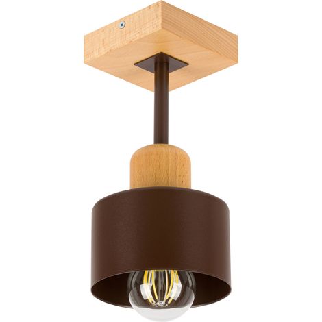 Lámpara de techo marrón de madera y metal de estilo escandinavo, 1xE27, iluminación LED moderna para salón, cocina, dormitorio, habitación infantil, loft. (1/5)