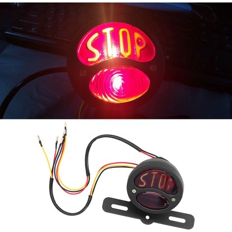 Modification universelle pour moto, feu arrière, feu stop, feu de stationnement avec support de plaque d'immatriculation, style ancien. (1/5)