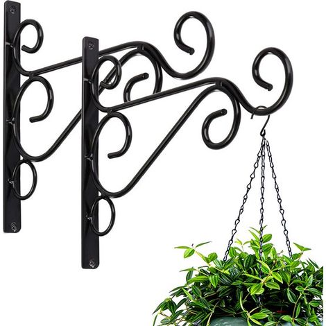 Ganchos de pared para colgar - Ganchos decorativos - Decoración de jardín - Fabricados en acero inoxidable - 2 piezas - Negro (1/5)