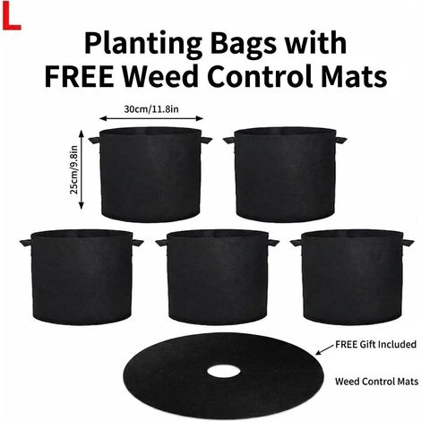 (L 7 gallons, 30 x 25 cm, 1 pièce) Sacs de culture avec housses de protection offertes Pots de culture robustes en tissu non tissé pour légumes et fleurs (1/4)
