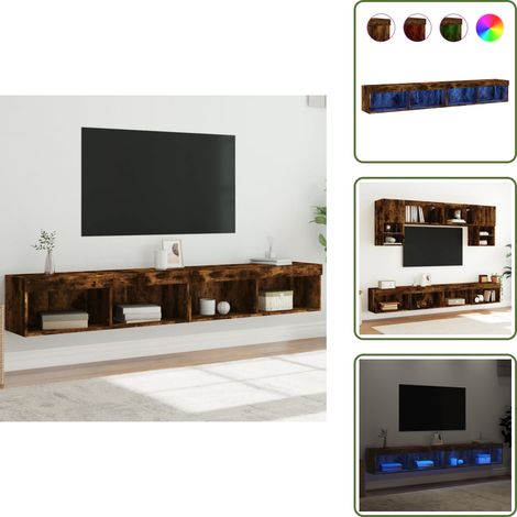 Mobili per TV - vidaXL Mobili Porta TV con Luci LED 2 pz Rovere Fumo 100x30x30 cm - Armadi TV