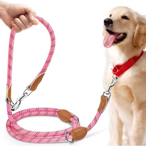 Laisse Réglable 3 m, Laisse Multifonctionnelle 3 Points pour 2 Chien, Longe avec Fils Réfléchissants pour Chien de Petite à Grande Taille pour Promenade, Dressage, Entraînement (1/5)