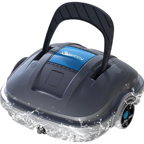 Robot Piscine sans Fil,100 Min,Stationnement Automatique,Aspirateur Robot Piscine,Filtration 180 µm Aspiration Puissante Robot,pour Piscines Hors Sol 80m²-Gris foncé (1/5)