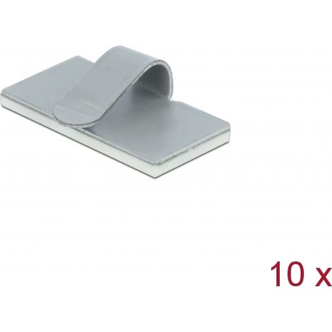 Delock Abrazadera de cable de acero inoxidable autoadhesivo, 10 piezas