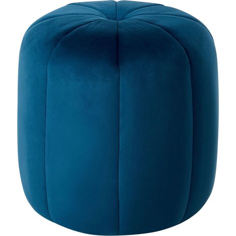 Pouffe Blue Velvet Pouffe Footstool Round Glam SELBY